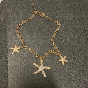 Gold starfish charm  necklace